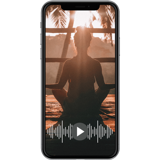 on a phone shows a relaxed woman doing yoga